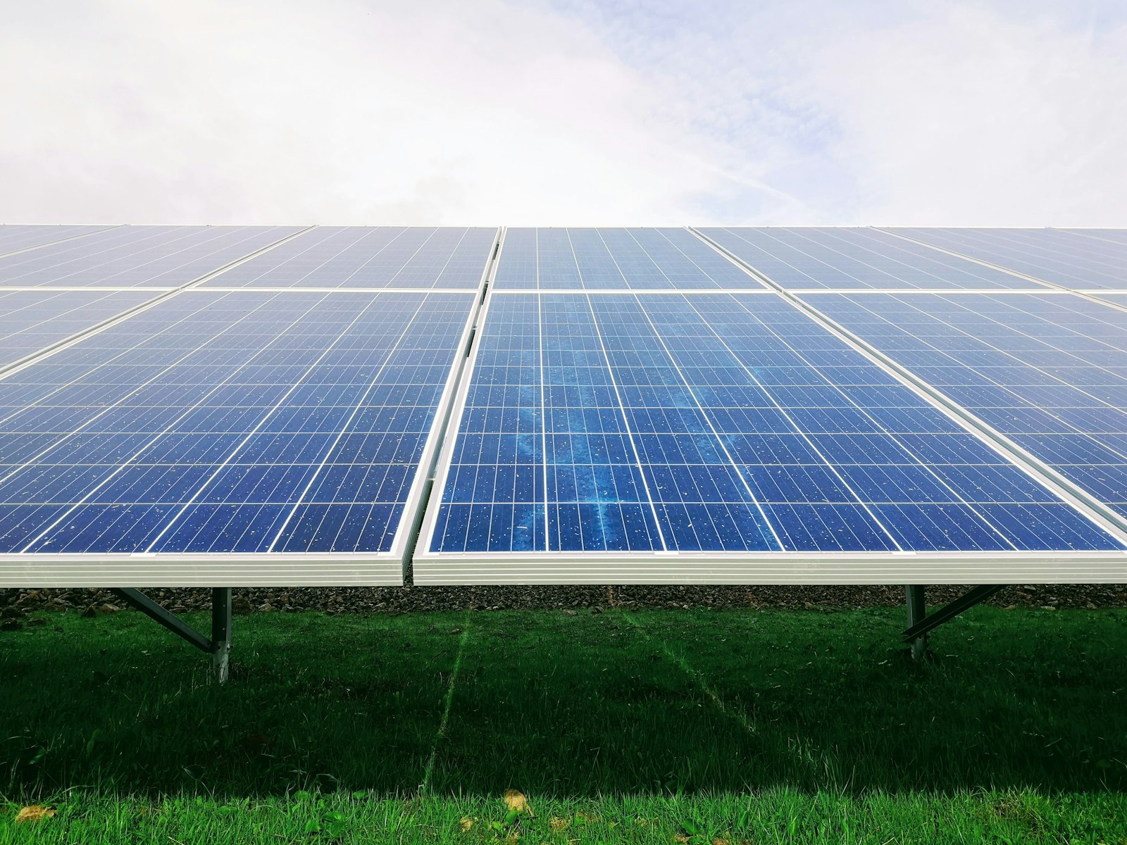 Technician maintaining and cleaning solar modules