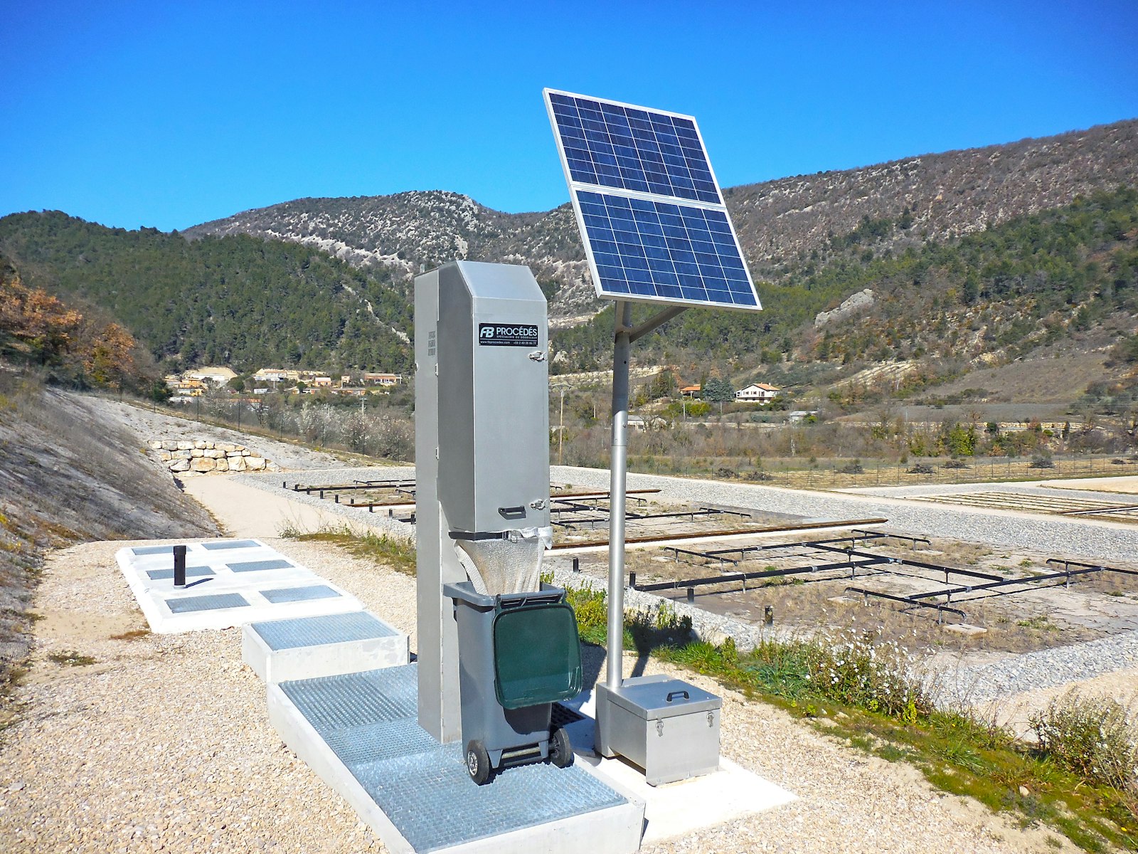 Solar powered water pumping system in a field